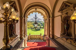 Portal Prints: Magnificent entrance portal of Lieser Castle, Lieser, Mosel, Rhineland-Palatinate, Germany