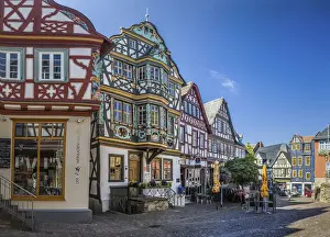 Magnificent half-timbered houses on the market square of Idstein, Hesse, Germany