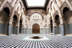 Magnificent interior in the traditional patterns in the medieval Muslim college, the