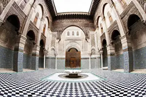 Courtyards Prints: Magnificent interior in the traditional patterns in the medieval Muslim college