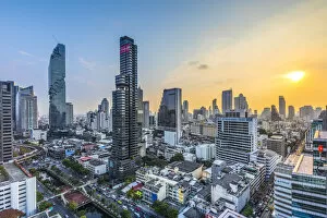 Bangkok Gallery: MahaNakhon Tower (by Ole Scheeren) and Silom skyline, Bangkok, Thailand