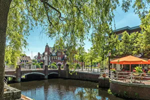 Emsland Prints: Main canal with town hall in the old town of Papenburg, Emsland, Lower Saxony, Germany
