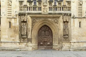Main door of Bath Abbey, Bath, Somerset, UK