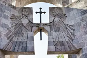 Entrance Prints: Main entrance to Holy See of Echmiadzin with carved stone monument (2001), Vagharshapat