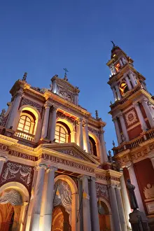 San Francisco Church Prints: The main facade of the Basilica Menor y Convento de San Francisco church at twilight