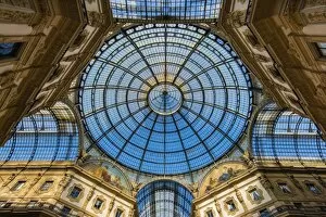 Main glassy dome of the Galleria Vittorio Emanuele II, Milan, Lombardy, Italy