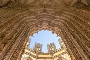 The main portal of the Unfinished Chapels (Capelas Imperfeitas) in Batalha Monastery (Mosteiro da Batalha), Batalha municipality, Leiria district, Estremadura province, Portugal