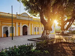 Flare Prints: Main Square at sunset, Palenque, Chiapas State, Mexico