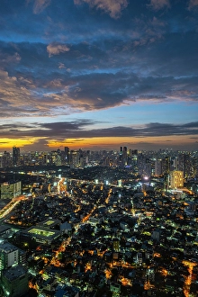 The Philippines Prints: Makati skyline at dusk, Manila, capital of The Philippines