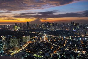 Makati Prints: Makati skyline at dusk, Manila, capital of The Philippines