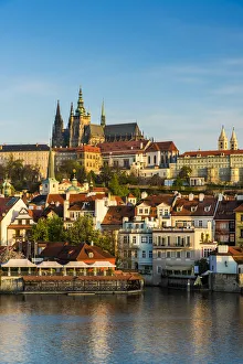 Mala Strana district and St. Vitus cathedral, Prague, Bohemia, Czech Republic