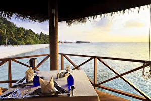 Maldives, Meemu Atoll, Medhufushi Island, Overwater Luxury Restaurant