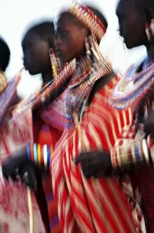 Maasai Collection: Male Msai dancers, Amboseli National Park, Kenya