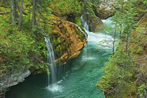 The Maligne River meanders through the Maligne Canyon. Jasper National Park Alberta, Canada
