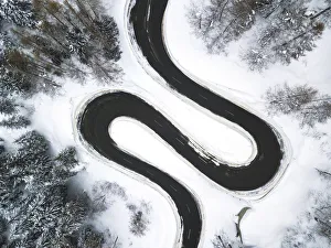 Curves Prints: Maloja pass aerial view, Maloja Pass, Engadin, canton of Graubunden, Switzerland