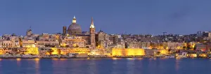 Malta, Malta, Valletta, View over Old Town with St Johns Co-Cathedral