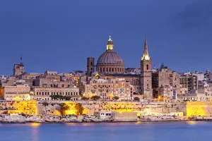 Malta, Malta, Valletta, View over Old Town with St Johns Co-Cathedral