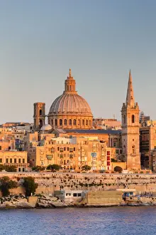 Malta, Malta, Valletta, View over Old Town with St Johns Co-Cathedral