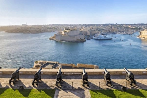 Malta, South Eastern Region, Valletta. The view across Grand Harbour to the Three