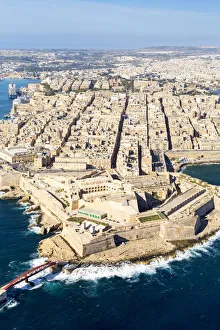 Malta, South Eastern Region, Valletta. Aerial view of the peninsula of Valletta