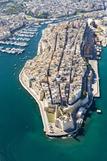 Images Dated 15th June 2017: Malta, South Eastern Region, Valletta. Aerial view of Senglea, one of the Three Cities