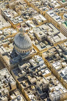 Images Dated 15th June 2017: Malta, South Eastern Region, Valletta. Aerial view of the dome of the Carmelite Church