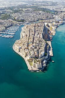 Images Dated 15th June 2017: Malta, South Eastern Region, Valletta. Aerial view of Senglea, one of the Three Cities