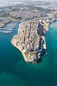 Images Dated 15th June 2017: Malta, South Eastern Region, Valletta. Aerial view of Senglea, one of the Three Cities