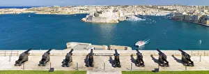 Malta, South Eastern Region, Valletta. The view across Grand Harbour to the Three