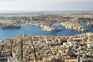 Images Dated 15th June 2017: Malta, South Eastern Region, Valletta. Aerial view of Valletta, Grand Harbour
