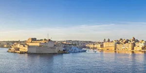 Images Dated 15th June 2017: Malta, South Eastern Region, Valletta. The view across Grand Harbour to Fort St Angelo