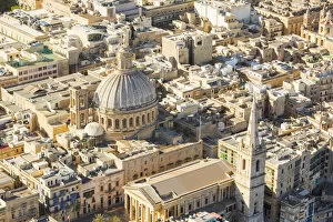 Images Dated 15th June 2017: Malta, South Eastern Region, Valletta. Aerial view of the Carmelite Church and St