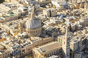 Images Dated 15th June 2017: Malta, South Eastern Region, Valletta. Aerial view of the Carmelite Church and St