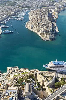 Images Dated 15th June 2017: Malta, South Eastern Region, Valletta. Aerial view of Valletta, Grand Harbour and Senglea