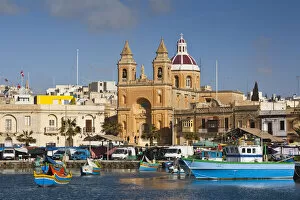 Images Dated 3rd September 2010: Malta, Southeast, Marsaxlokk, harbor and traditional Luzzu fishing boats