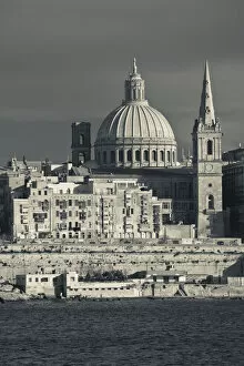 Images Dated 3rd September 2010: Malta, Valletta, skyline with St. Pauls Anglican Cathedral and Carmelite Church