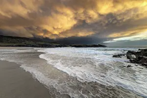 February 2025 Prints: Mammatus clouds at sunset, Clachtoll Bay