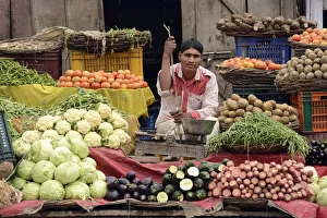 Seller Gallery: Man at his market stall, City of Karauli, Rajasthan, India