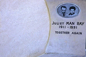 Images Dated 21st January 2014: Man Ray and Juliet Rays Gravestone, Montparnasse Cemetery, Montparnasse, Paris