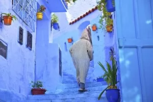 Chefchaouen Gallery: Man In Robe, Chefchaouen, Morocco, North Africa