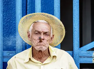 Villa De La Santisima Trinidad Prints: Man smoking cigar, Trinidad, Sancti Spiritus Province, Cuba