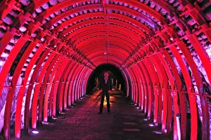 Images Dated 2nd July 2012: Man standing in tunnel at the Salt Cathedral of Zipaquira, Colombia, South America MR