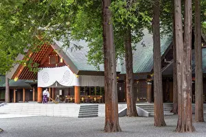 1 Person Prints: Man sweeping floor at Jingu Shinto Shrine, Sapporo, Hokkaido, Japan