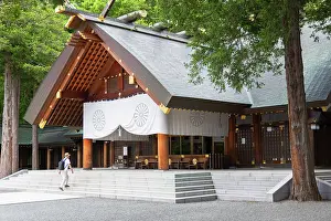 1 Person Prints: Man visiting Jingu Shinto Shrine, Sapporo, Hokkaido, Japan