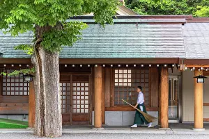 1 Person Prints: Man walking at Jingu Shinto Shrine, Sapporo, Hokkaido, Japan
