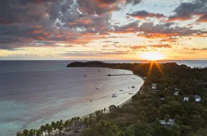 Fiji Prints: Mana Island at sunset, Mamanuca Islands, Fiji