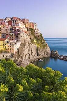 Images Dated 22nd July 2015: Manarola, Cinque Terre, Liguria, Italy. Sunset over the town, view from a vantage point
