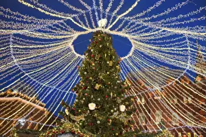 Moscow Prints: Manege square, Decoration and illumination for New Year and Christmas holidays at night