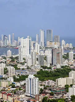 Manga and Bocagrande, elevated view from La Popa, Cartagena, Bolivar Department, Colombia