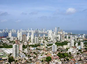 Manga and Bocagrande, elevated view from La Popa, Cartagena, Bolivar Department, Colombia